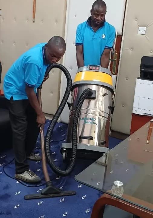 Professional specialized cleaning team at work